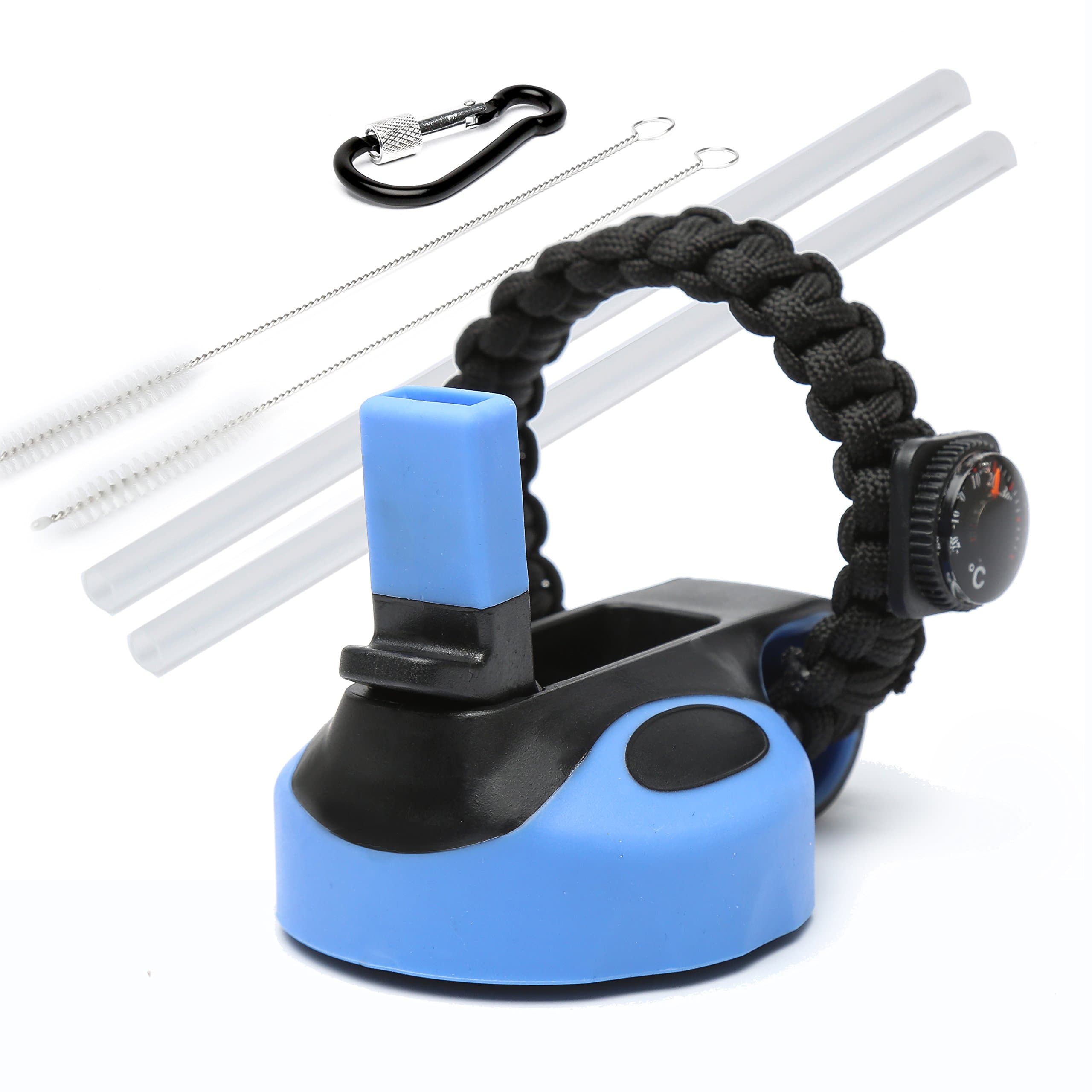 MOCE Straw Lid/Cap for Hydro Flask 12oz - 64oz Wide Mouth Sports Water Bottles (Blue/Black)