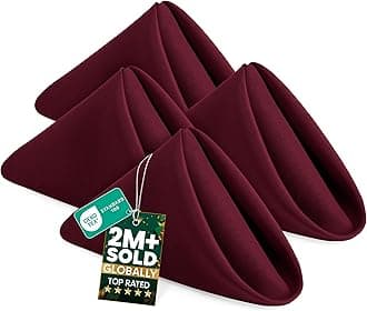 Utopia Home [24 Pack] Cloth Napkins 17 by 17 Inches, 100% Polyester Burgundy Dinner Napkins with Hemmed Edges, Washable Napkins Ideal for Parties, Weddings and Dinners