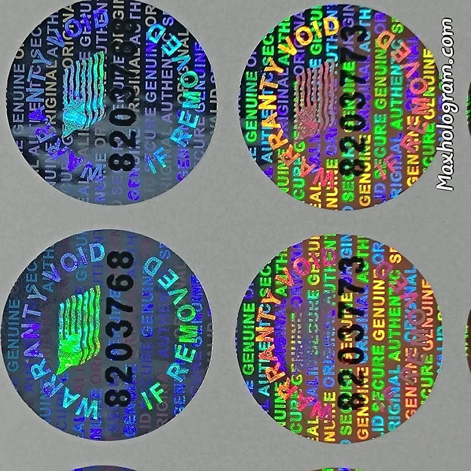 Round Pair Serial 14 MM Tamper EVIDENT Security Void Hologram Labels Seals (100)
