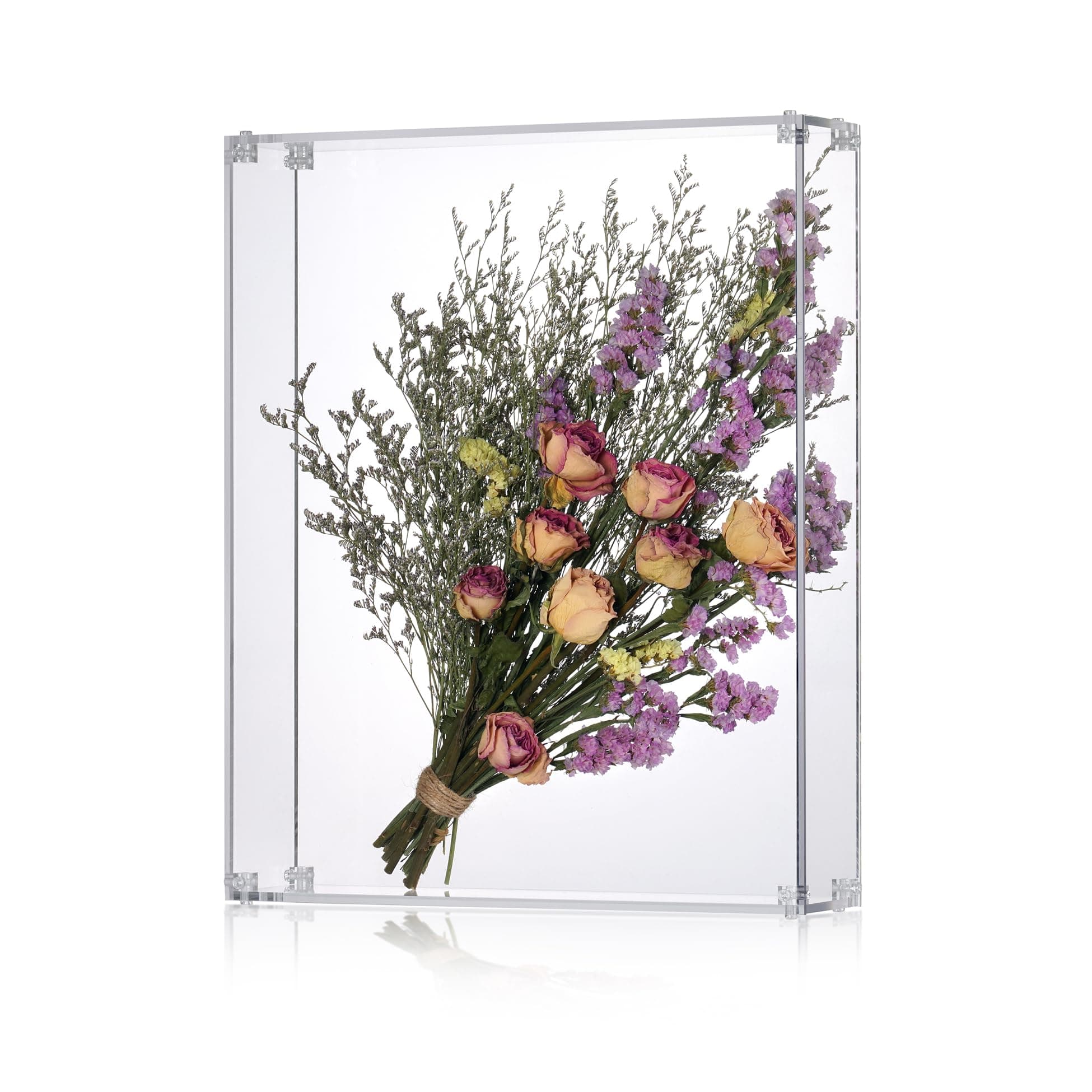 13x16 Acrylic Shadow Box, Assemble Display Case, DIY Tabletop/Wall Mount Display Frame, All Clear Memory Box for Dried Flowers/Kids Room/Birthday/Wedding/Party(13x16x3”, Assemble Frame)