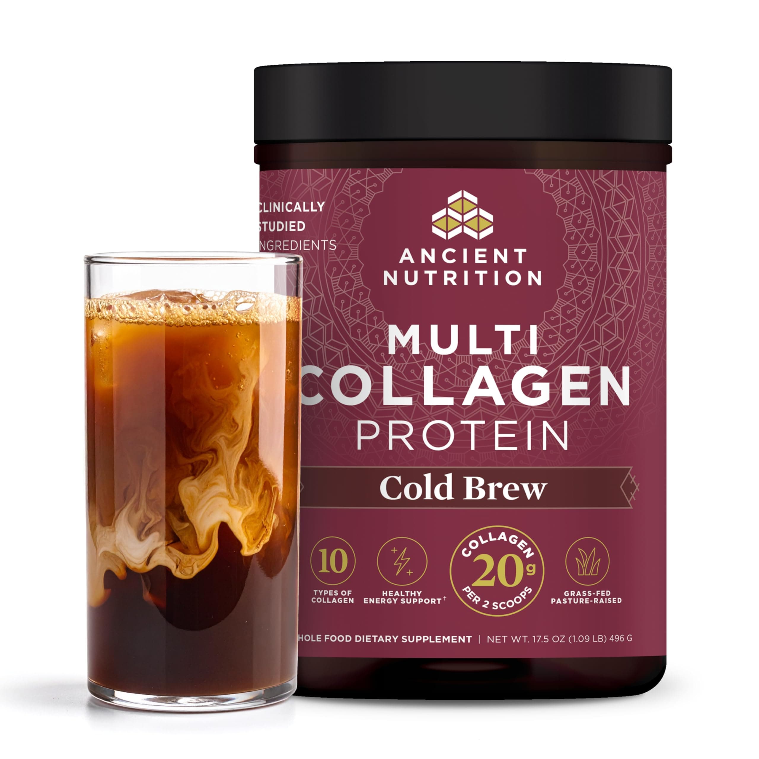 Ancient Nutrition Multi Collagen Protein, Cold Brew, 1.09 lb (496 g)