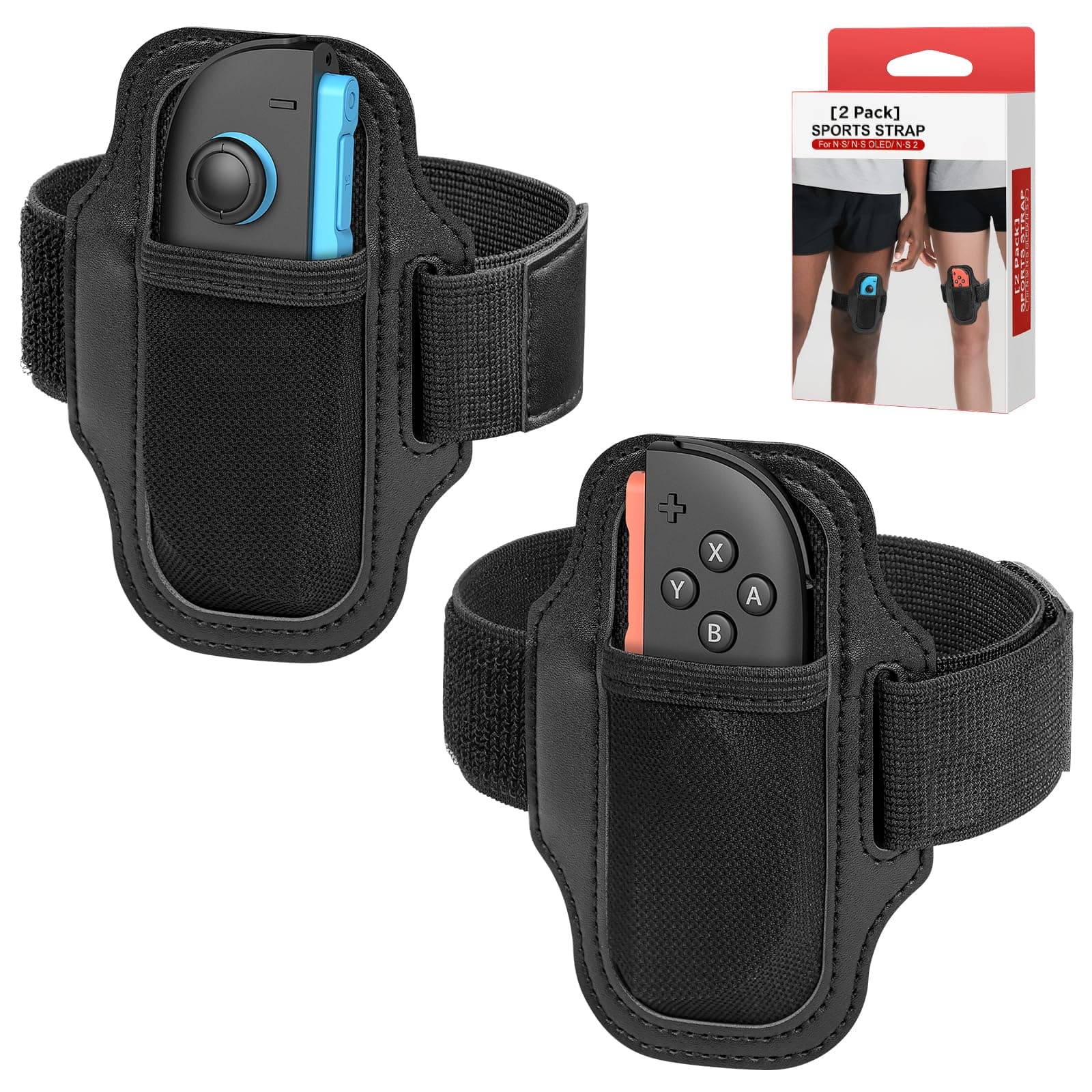 - [2 Pack] Leg Strap for Nintendo Switch/Switch 2 - Sports Play Soccer/Switch Ring Fit Adventure, for Joy Cons Switch Controller Game Accessories,Adjustable Elastic Strap,Two Size for Adults & Children