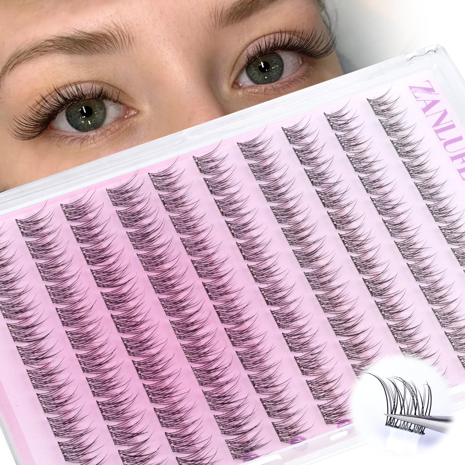 Self Adhesive Eyelashes Natural Self Adhesive Lash Clusters Wispy Press on Lashes 10-12MM Pre-glued Eyelash Clusters 120pcs C-curly No Glue Lashes DIY Individual Lashes by ZANLUFLY