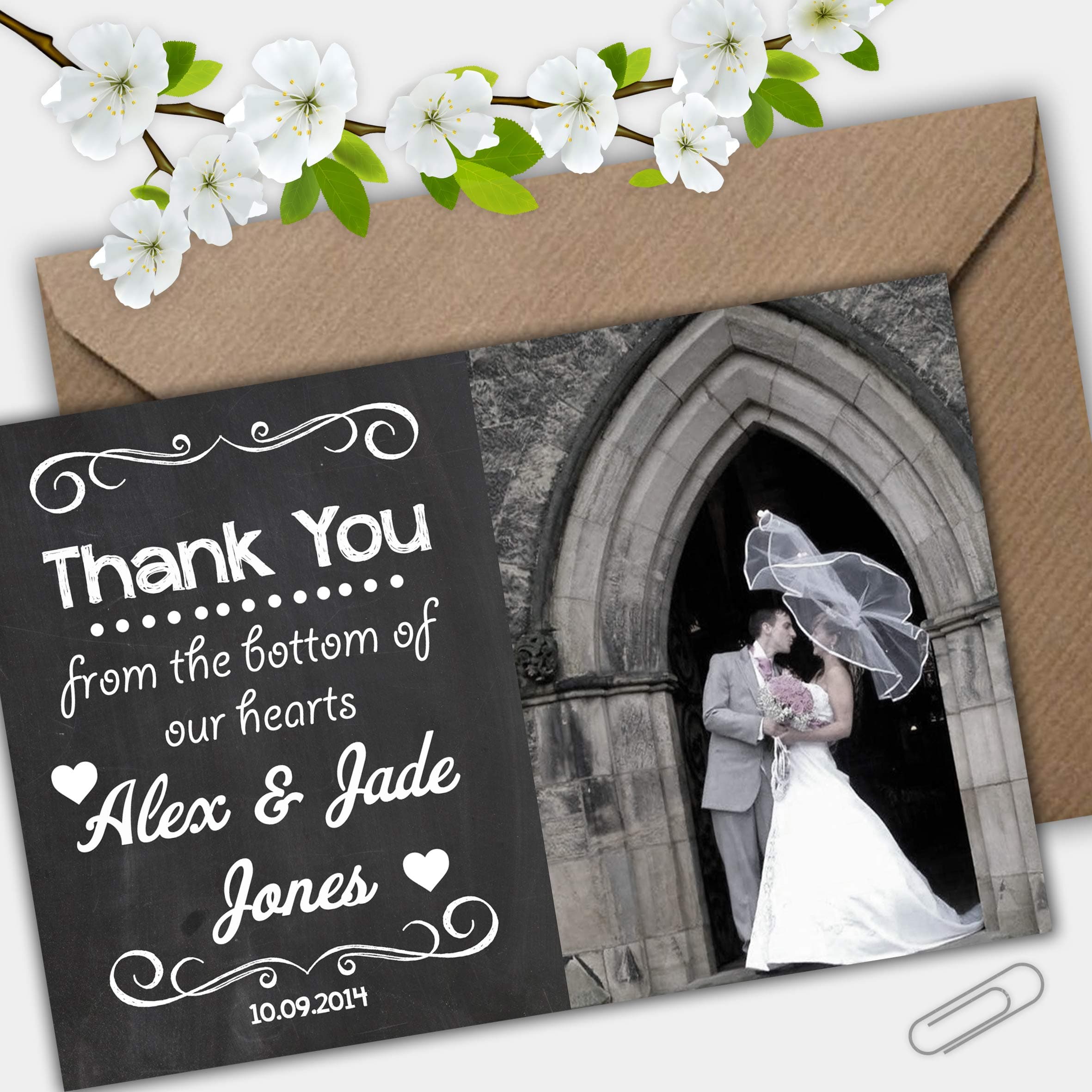 Personalised Wedding Thank You Cards Flat or Folded