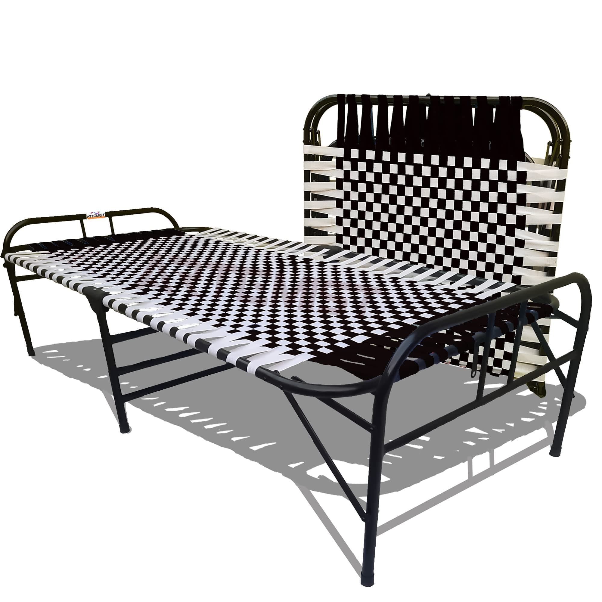 ARTEMIST Portable Single Folding Beds Space Saving Heavy Duty Foldable Beds Frame/khat Cot for Sleeping Beds Sturdy Metal Beds Frame Space Saving Design 3X6 feet (Black Classic Bed)