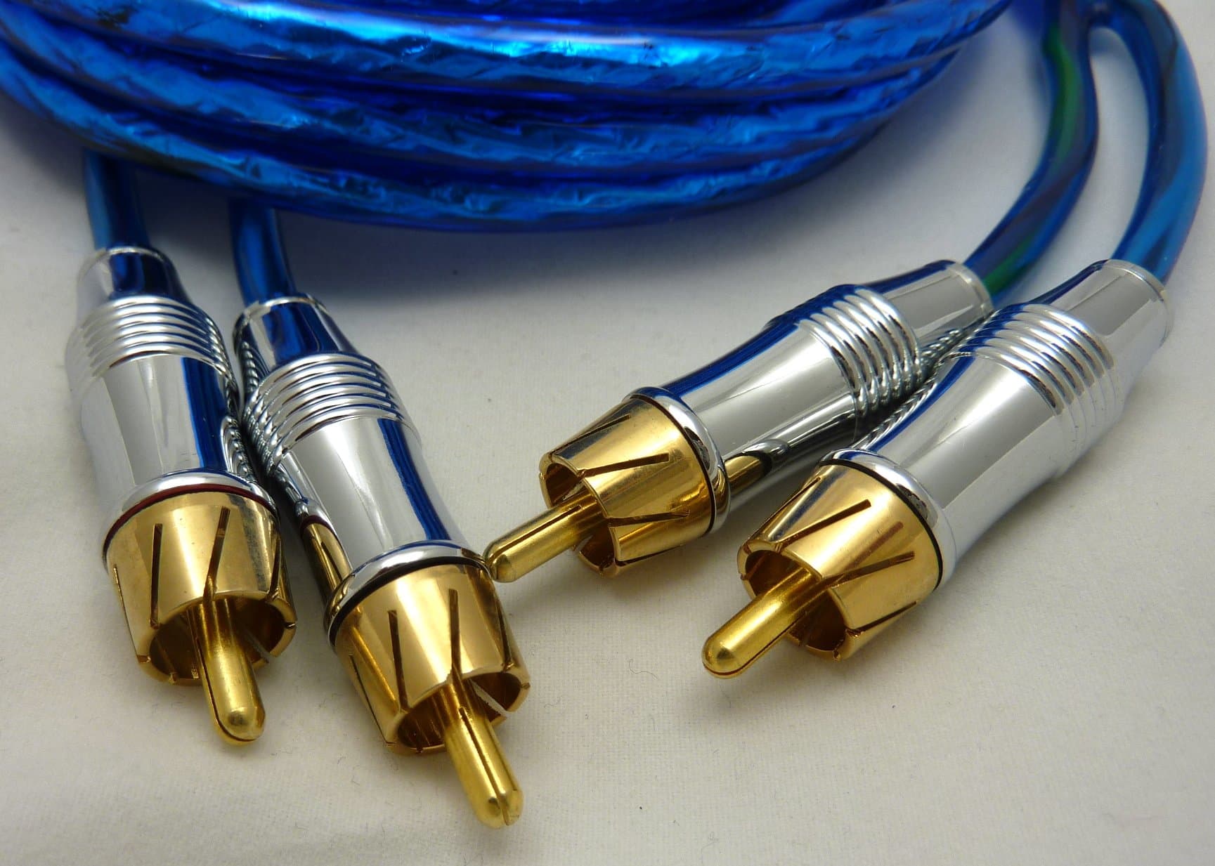 Twisted Pair Dual Male RCA Blue Audio Patch Cable Cord, 3-Ft Shielded; AS-2236