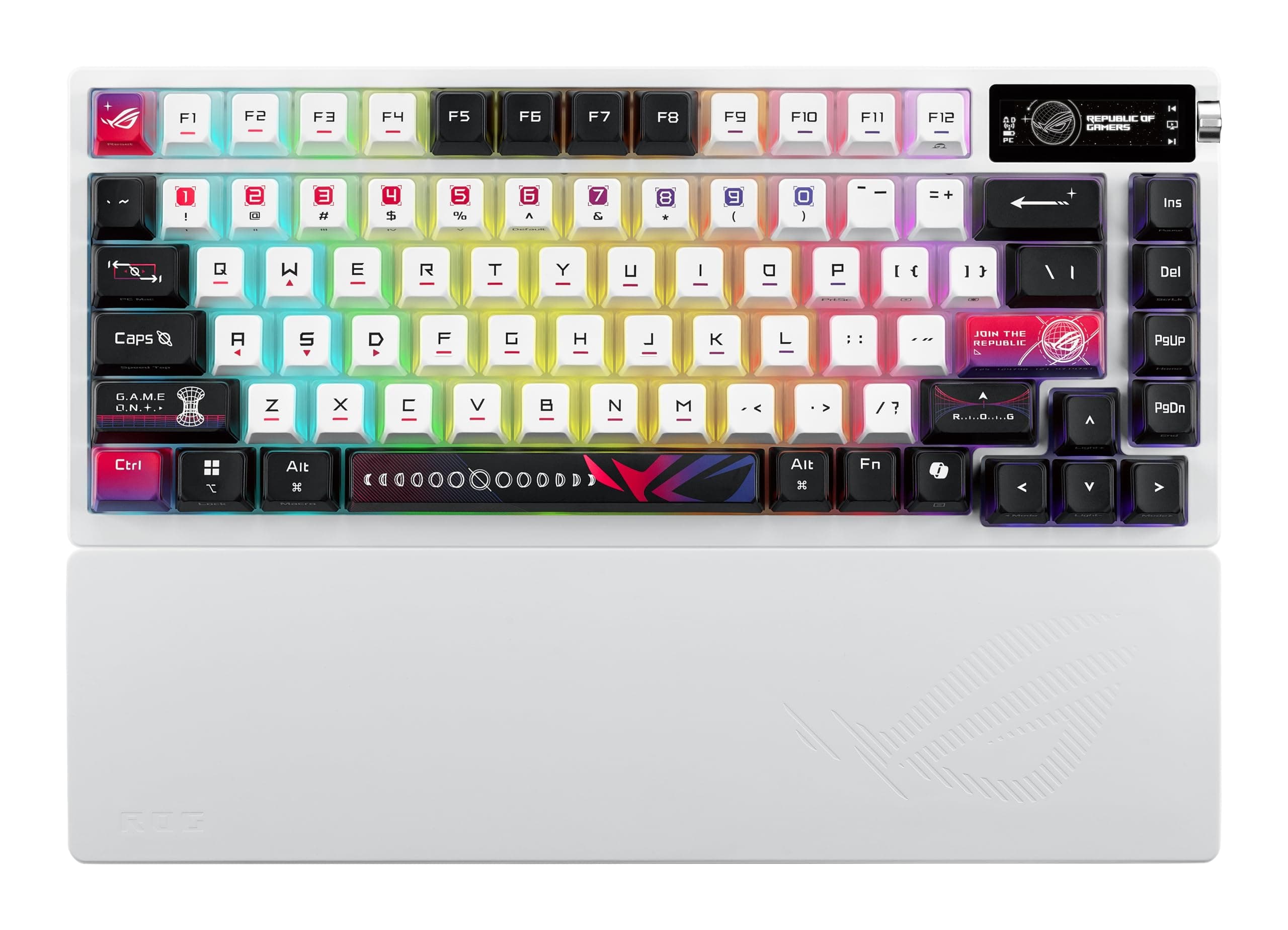 ROG Azoth X Snow 75% Custom Gaming Keyboard with hot-swappable ROG NX V2 Mechanical Switches, dye-Sublimated and semi-Translucent keycaps