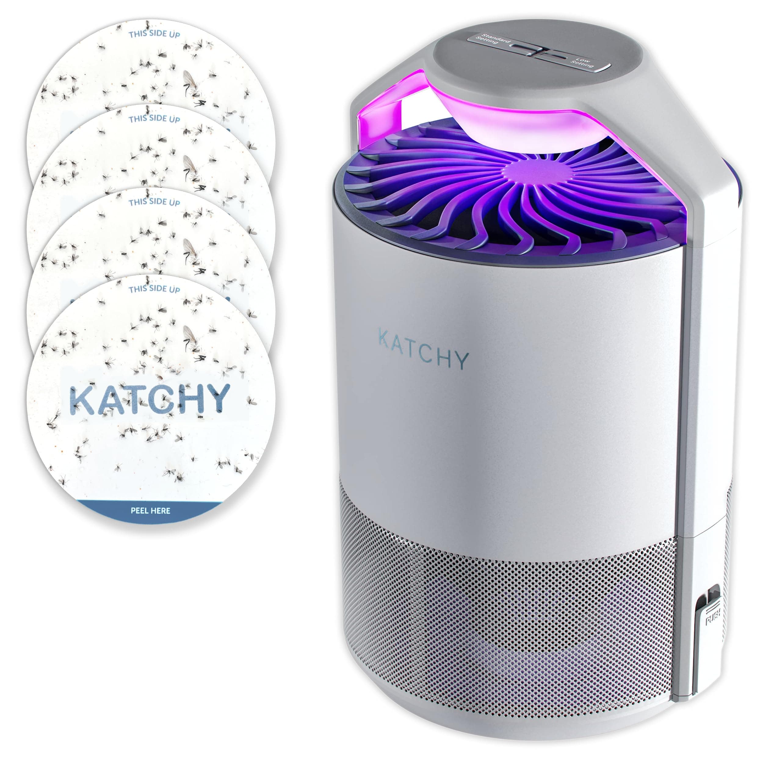 KATCHY Indoor Insect and Flying Bugs Trap Fruit Fly Gnat Mosquito Killer with UV Light Fan Sticky Glue Boards No Zapper White