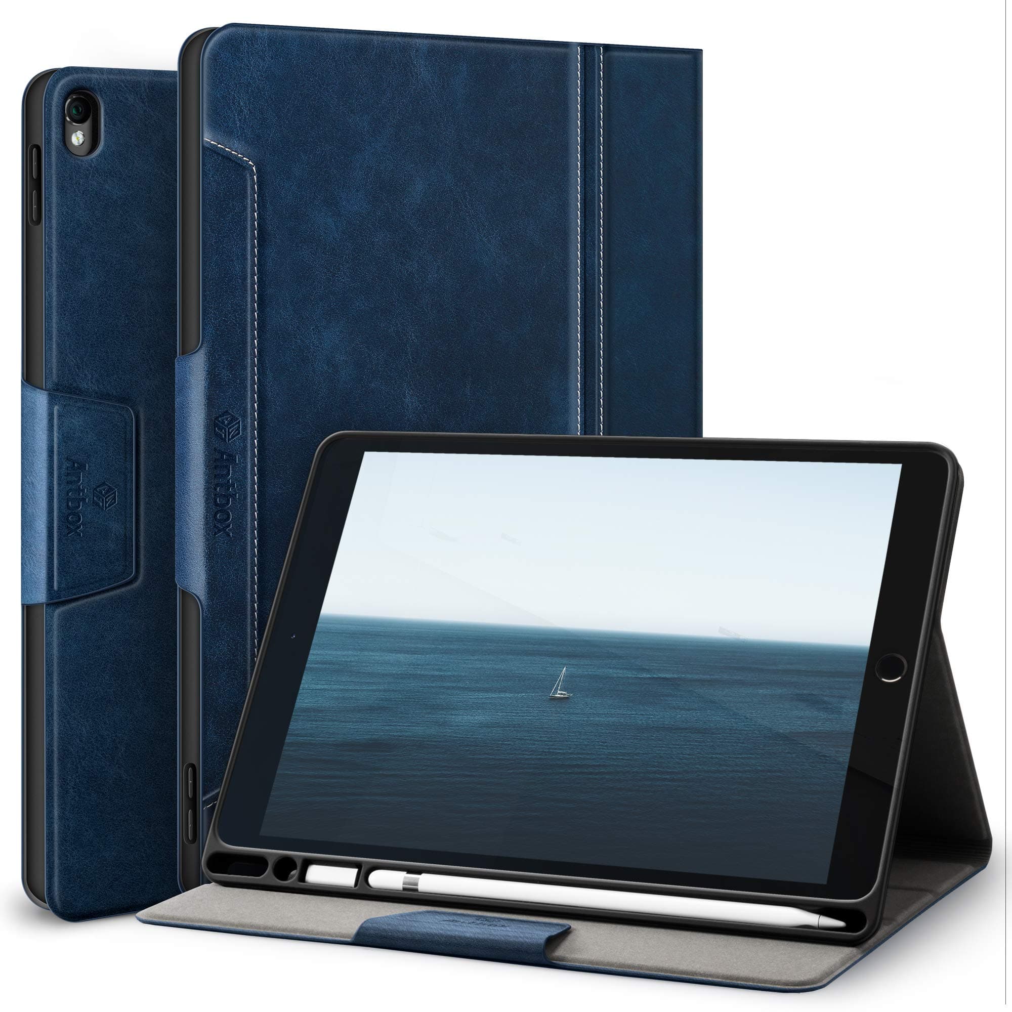 Antbox Case for iPad Pro 10.5 / iPad Air 3 with Built-in Pencil Holder Auto Sleep/Wake Function PU Leather Smart Cover for iPad Air 3 10.5 Inch 2019/iPad Pro 10.5 2017 (Blue)