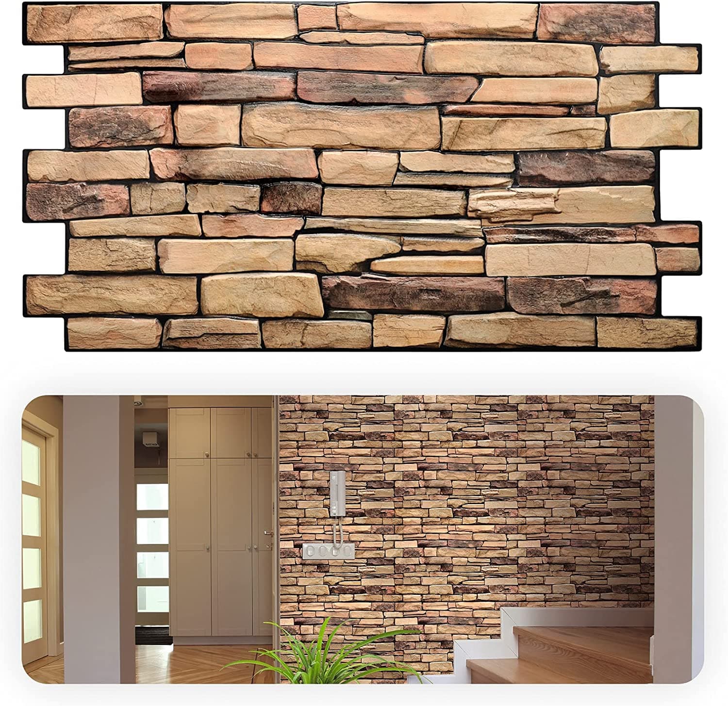 Grace Baltic – 3D Wall Panels for Interior Wall Decor Non-Adhesive Thin and Elastic PVC Wall Covering Panels for Home and Office (10, Natural Shale)