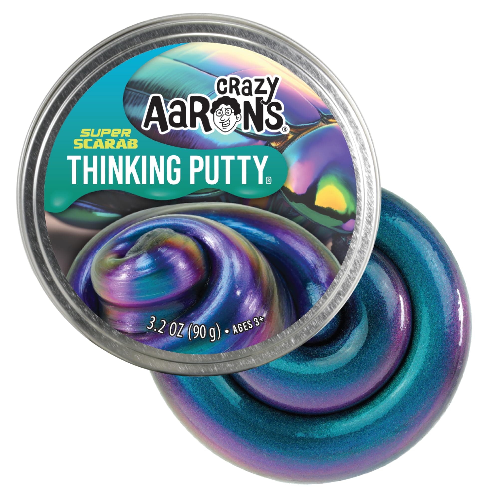 Crazy Aaron's Super Illusions Super Scarab Thinking Putty - 4" Tin Multi-Color Thinking Putty - Non-Toxic Sensory Play Putty - Never Dries Out - Creative Toy for Kids and Adults