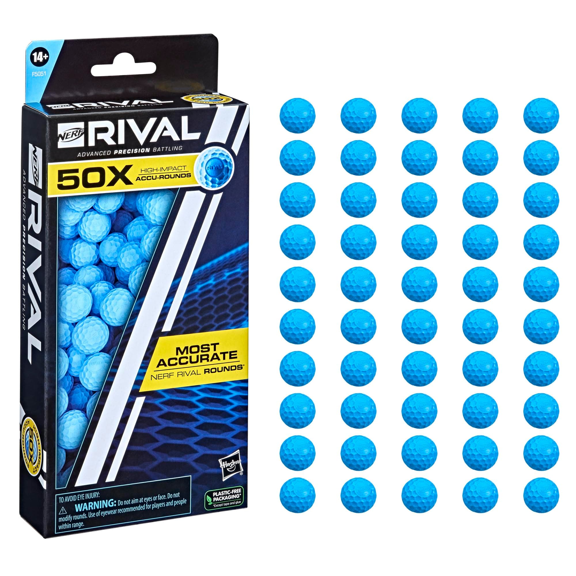 NERF Rival 50 Accu-Round Refill, Includes 50 Accu-Rounds, The Most Accurate Rival Rounds, Compatible with All Rival Blasters