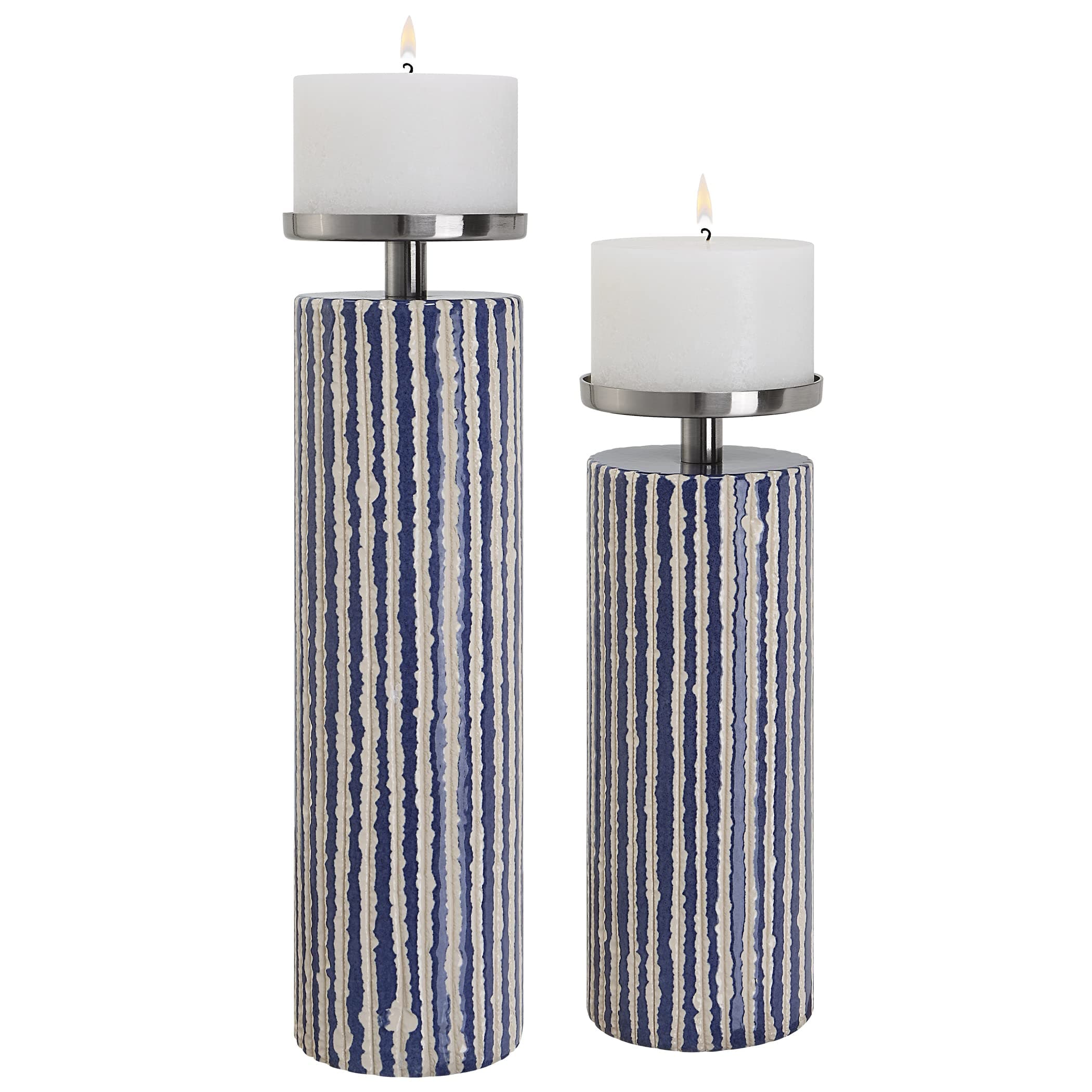 t Havana Blue Candleholders, S/2"
