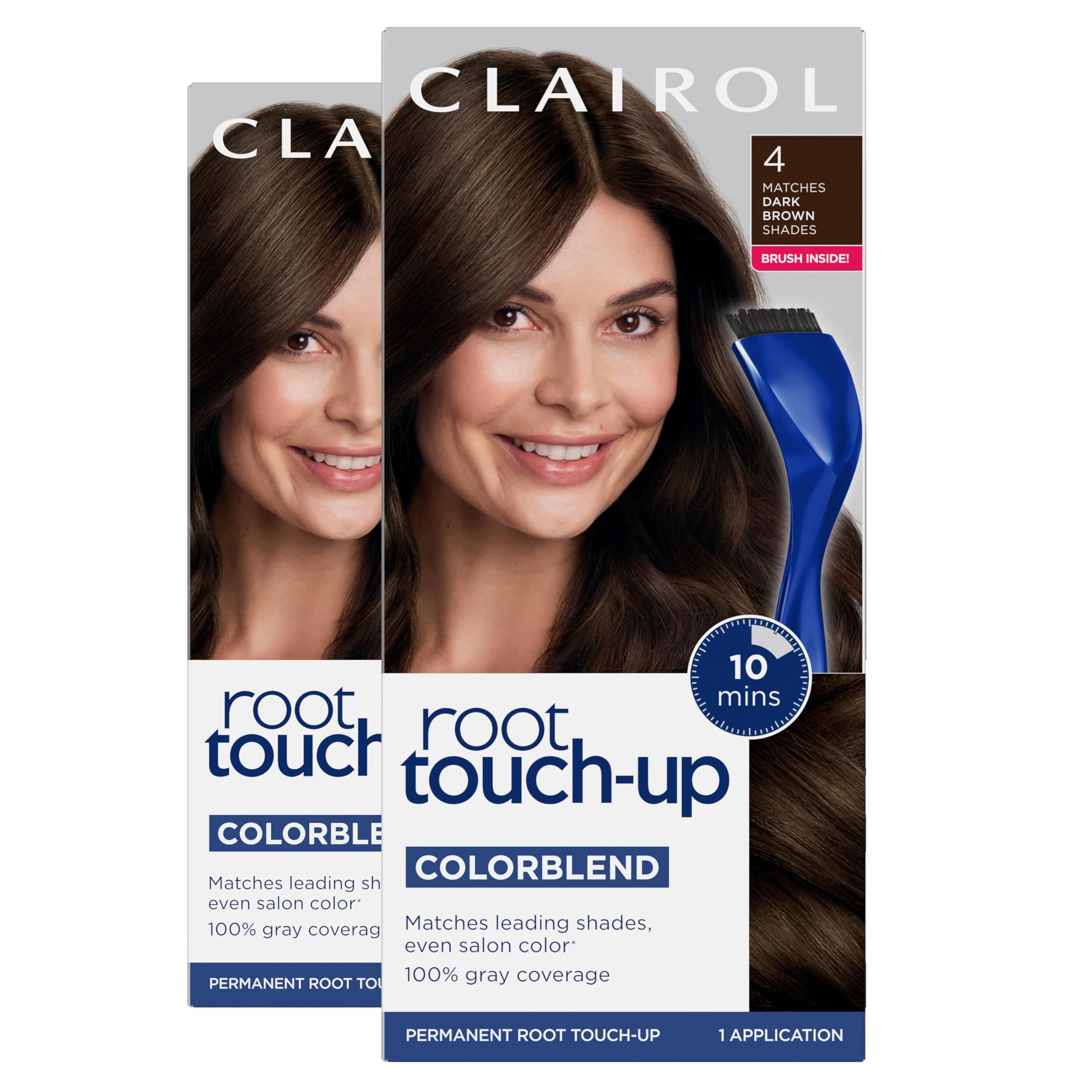 Nice 'n Easy Root Touch-Up 4 Kit, Matches Dark Brown Shades of Hair Coloring, Includes Precision Brush Applicator Tool (PACKAGING MAY VARY) (Pack of 2)