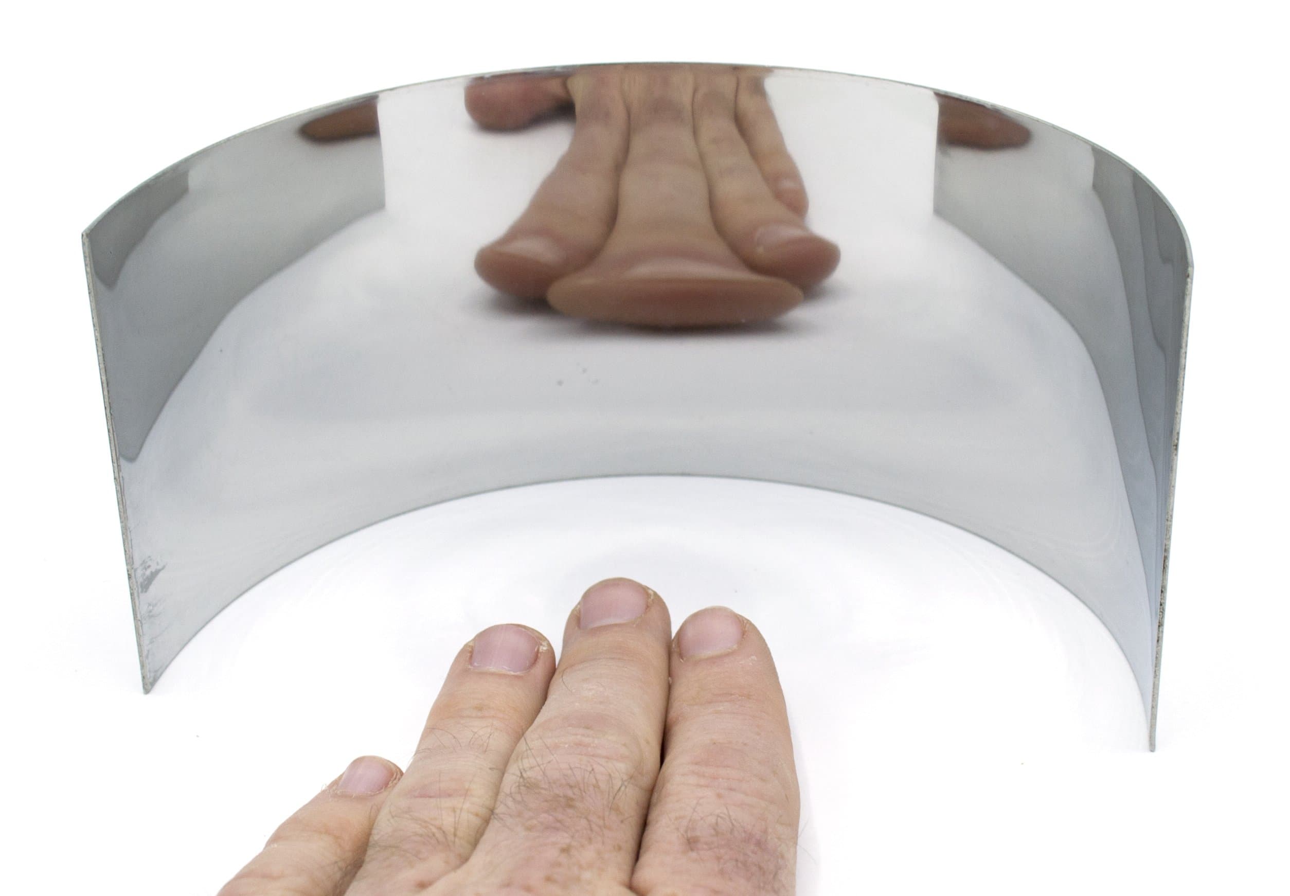 EISCO Plane Half Cylinder Concave Stainless Steel Mirror for use with Ray Box - 6.25" x 2.875" - 1mm Thick Approx.