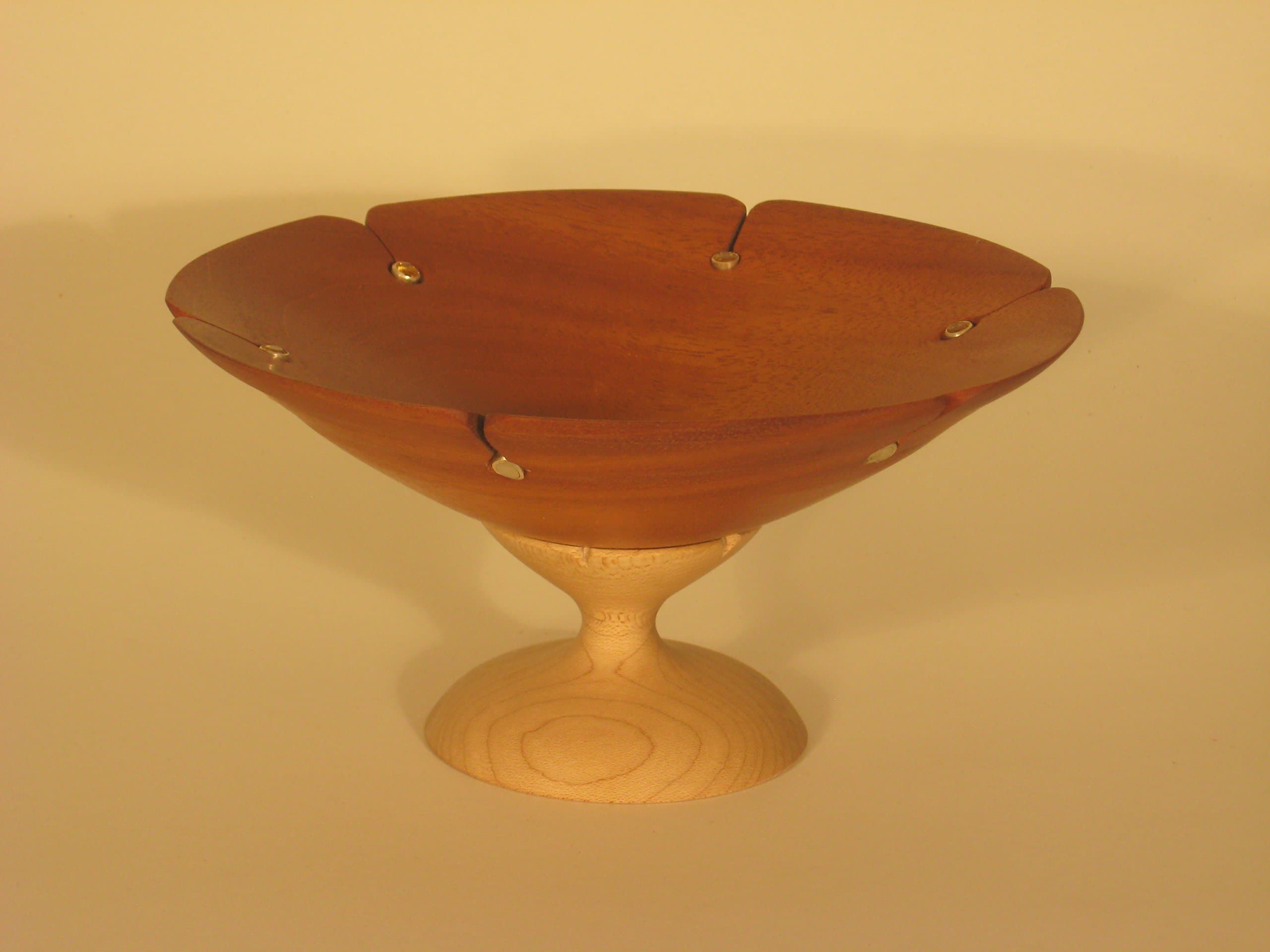 Mahogany dish with maple base and citrine stones