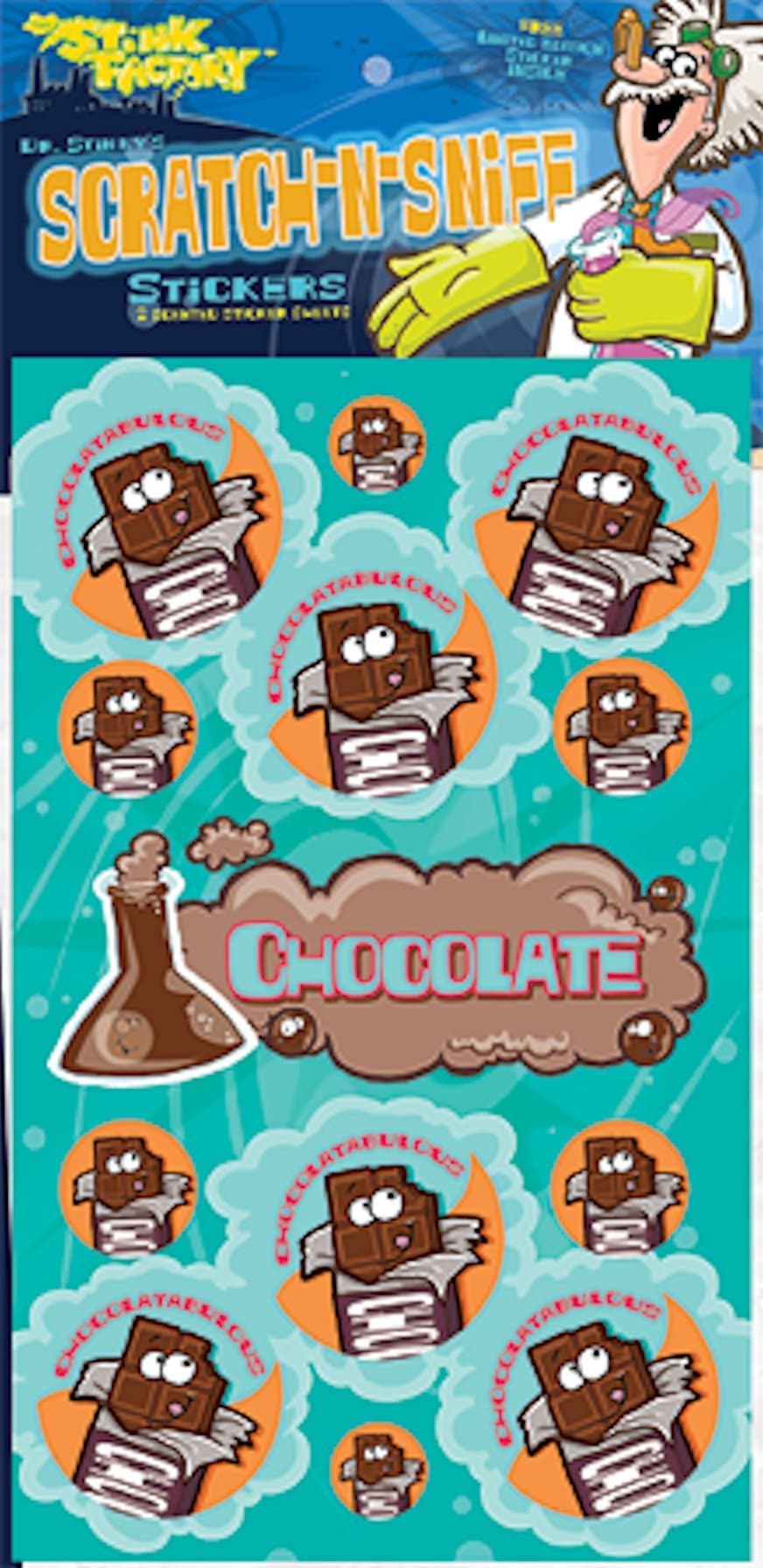 Just For Laughs Dr. Stinky's Chocolate Scented Scratch-N-Sniff Stickers - Teacher Gifts/Prize