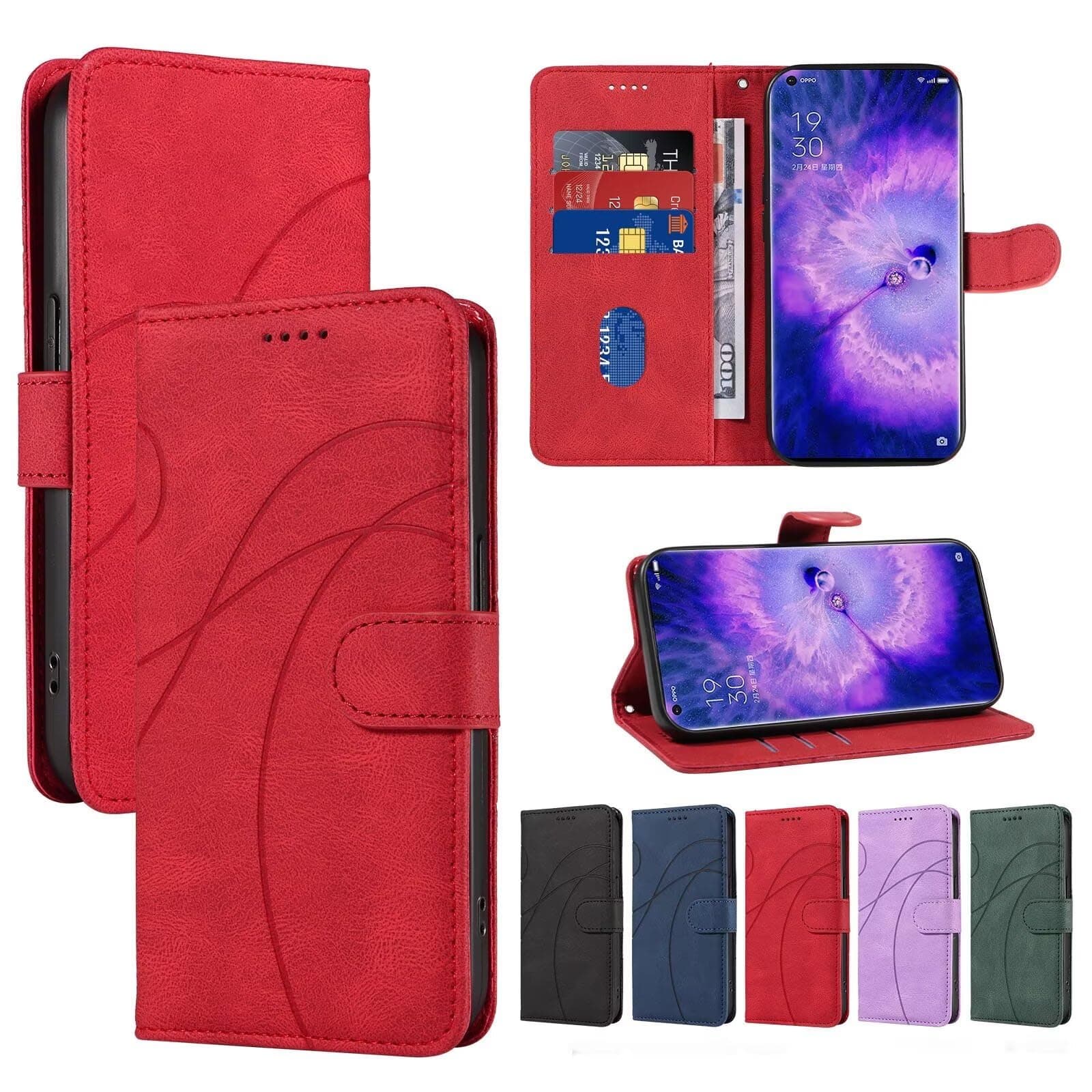Compatibile for Case Samsung Galaxy S7, 2 in 1 Leather Wallet Magnetic Flip Cover with Credit Card Holder, Shockproof Folio Kickstand Phone Case-Red