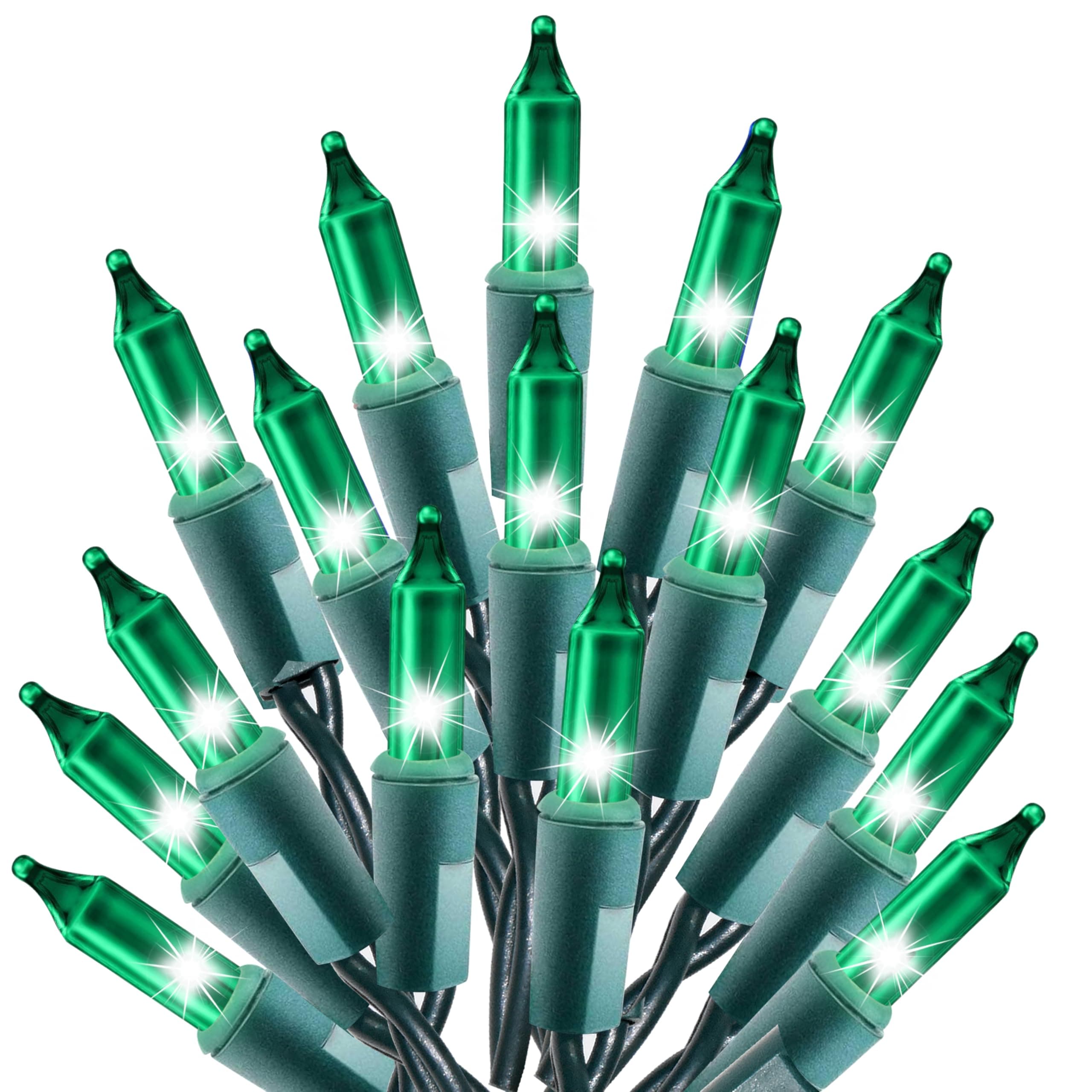 Holiday Essence - 100 Green Christmas Light Set String Lights with Green Wire Professional Grade Indoor and Outdoor Use Decorate Christmas Trees Bushes Fences Garden Party Patio Decor