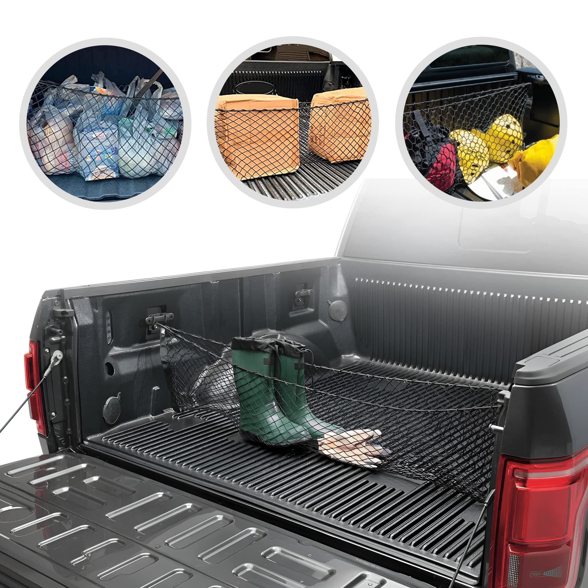 Envelope Style Trunk Mesh Cargo Net for Ford F150 2015-2025 Car Accessories - Premium Trunk Organizers and Storage - Cargo Bed for Pickup Truck
