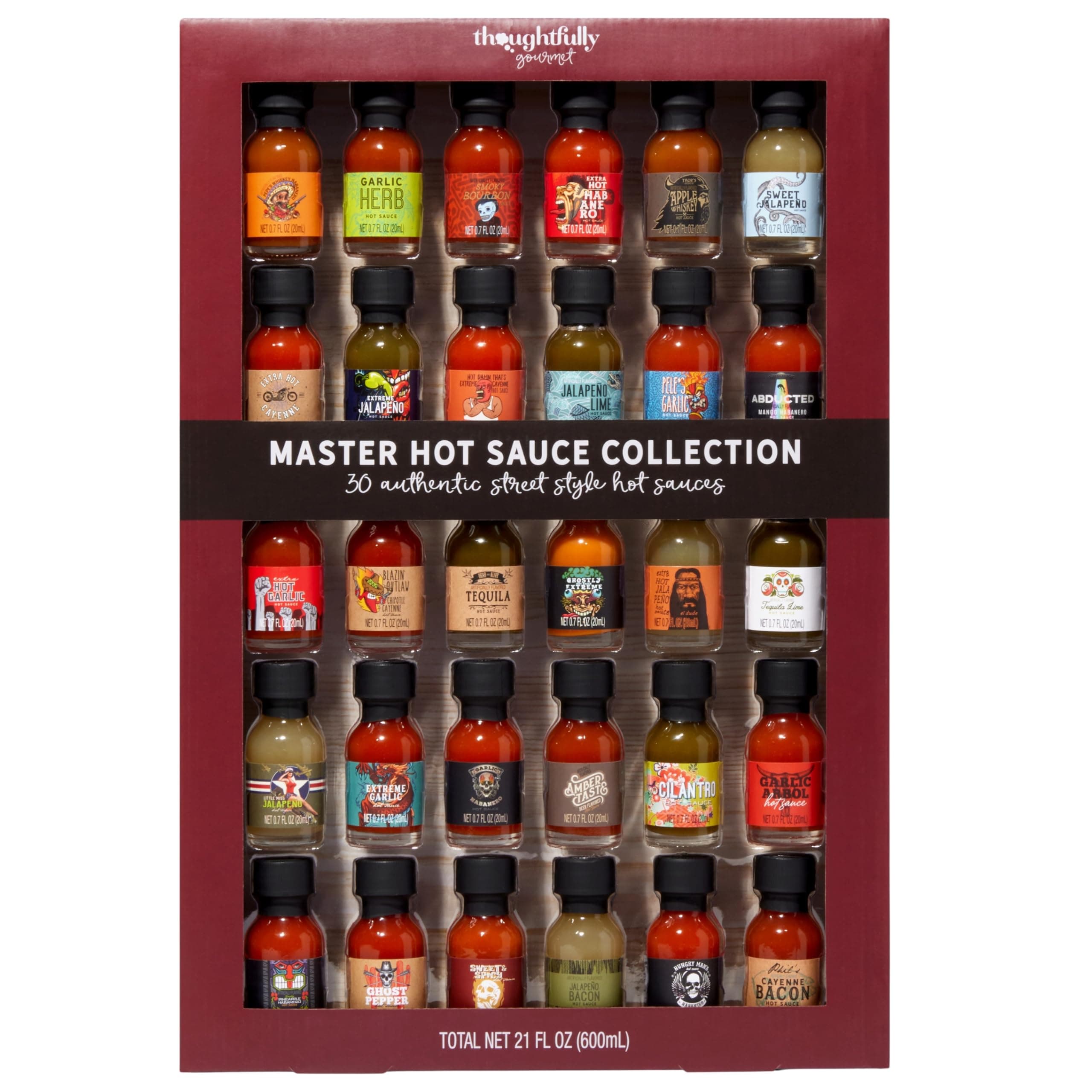 Gourmet, Master Hot Sauce Collection Sampler Set, Flavors Include Garlic Herb, and More, Hot Sauce Gift, Set of 30