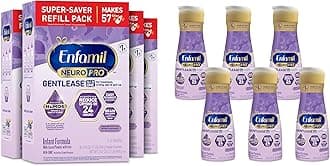 EnfamilNeuroPro Gentlease Baby Formula, Brain Building DHA, Reduce Fussiness, Crying, Gas & Spit-up, Infant Formula Powder, 35.2 Oz (Pack of 4) + Ready-to-Feed Formula, Liquid, 32 Fl Oz (6 Count)