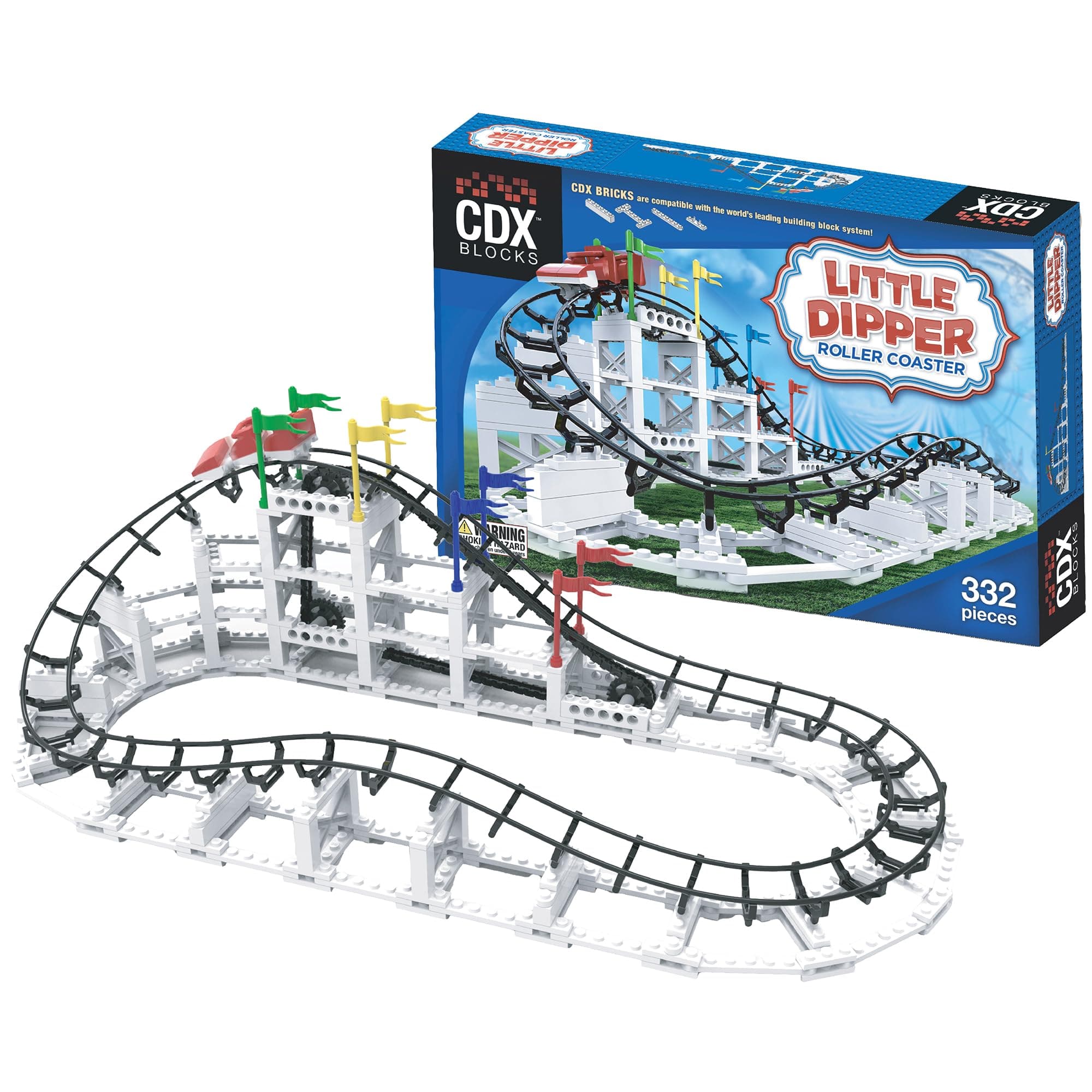 CDX Blocks Little Dipper Roller Coaster Building Set - 332 Pieces - Ages 6-12