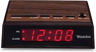Westclox Retro Wood Grain Led Alarm Clock, Woodgrain