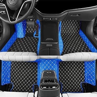Custom car Floor mat is Compatible for Mercedes-Benz，to All Models for Benz (2000-2025) C260/C200/S500/ A260/ B200，Luxurious ‌All-Weather car Floor MATS. (Black Rice & Blue)