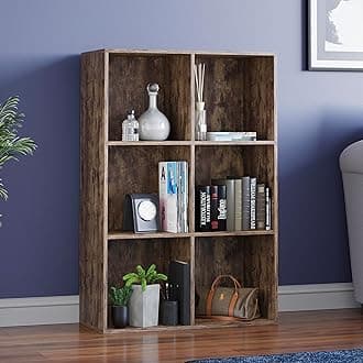 Vida Designs Durham Cube Bookcase Storage Organiser Living Room Bookshelf Home Office Furniture (6 Cube, Dark Wood)