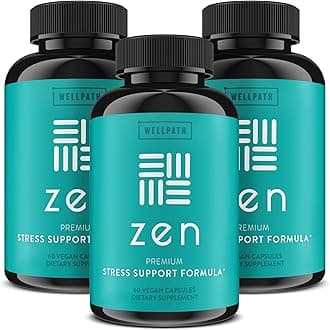 WellPath Zen Stress Relief Supplement + Mood Support (180 ct) | Calm, Stress & Energy Aid | Ashwagandha Root, Rhodiola Rosea, L-Theanine, Lemon Balm | Herbal Capsules