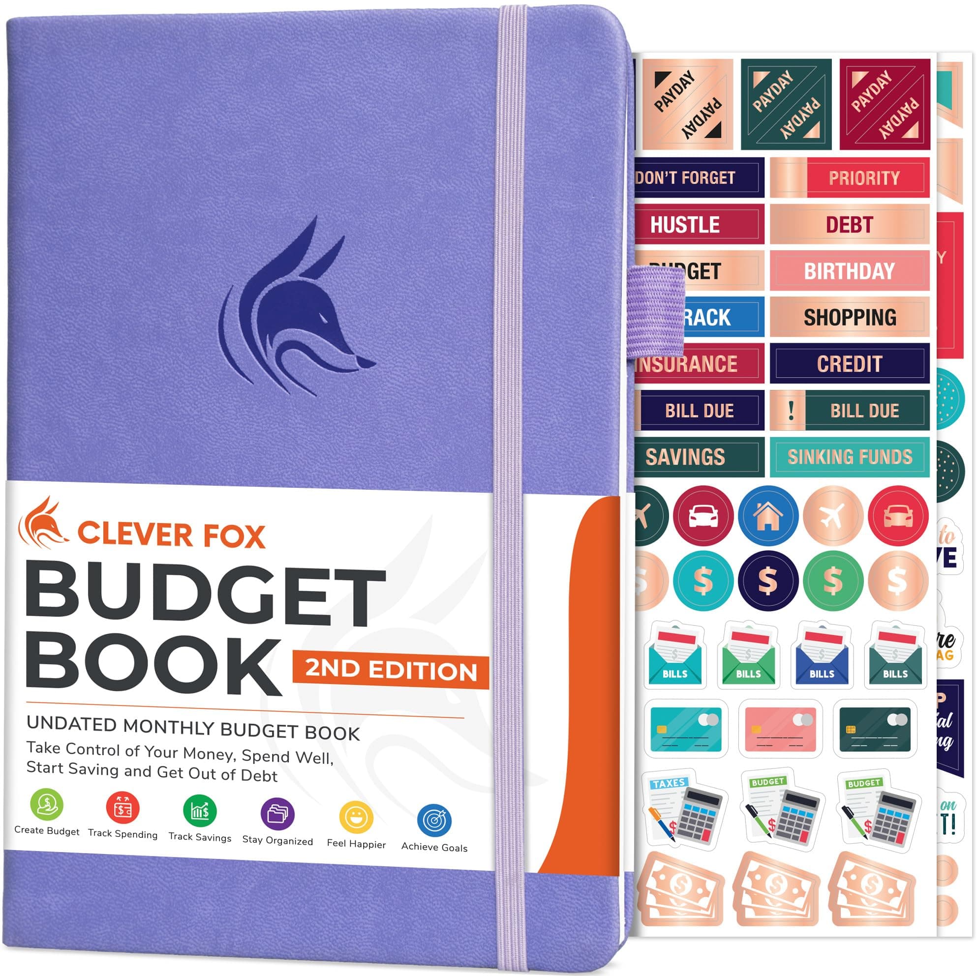 Clever Fox Budget Book 2.0 – Simple Budgeting Planner for Beginners – Financial Notebook with Money Spending, Debt & Bill Tracker (Lavender)