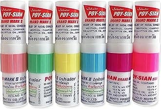 POY-SIAN Mark II Menthol Aromatherapy Nasal Inhaler, Natural Herbal Remedy with Cooling Essential Oils Poysian (Pack of 6)