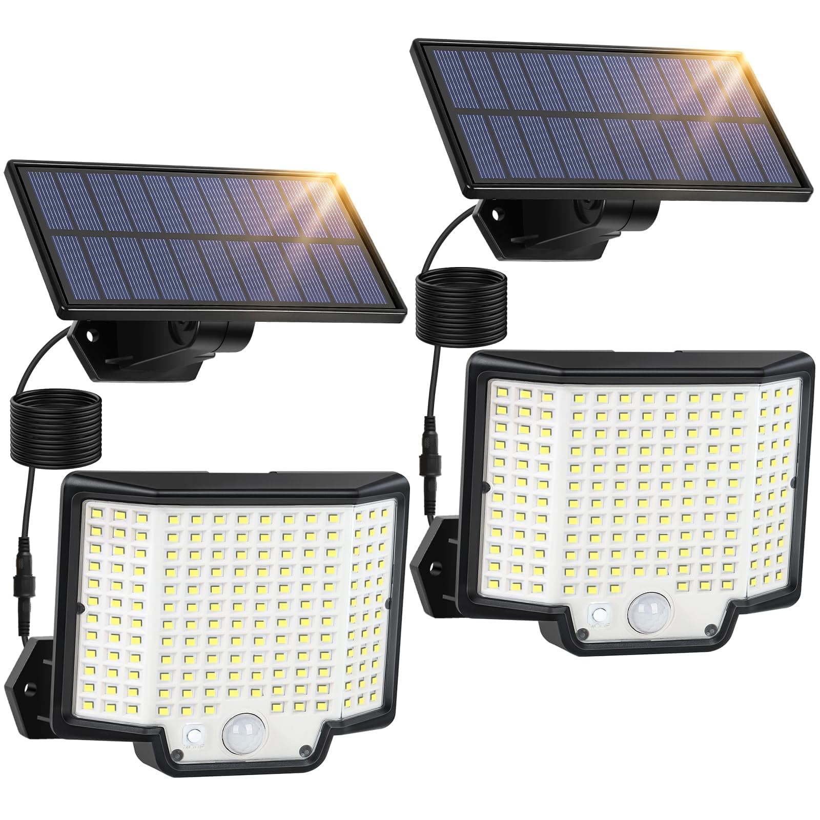 2-Pack Outdoor Solar Lights with 166 Extra Bright LEDs, 3 Modes, Waterproof M...