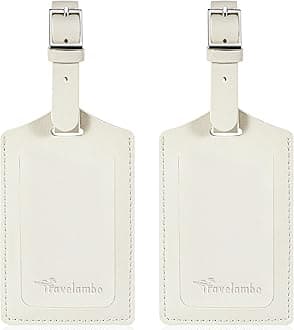 TravelamboLeather Luggage Bag Tags (Ivory)