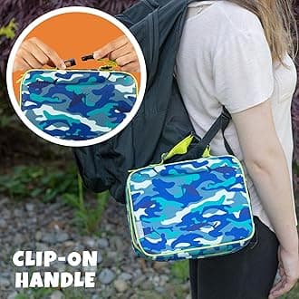 Bentology Lunch Bag and Box Set for Boys - Includes Insulated Sleeve with Handle, Bento Box, 5 Containers and Ice Pack - Emoji