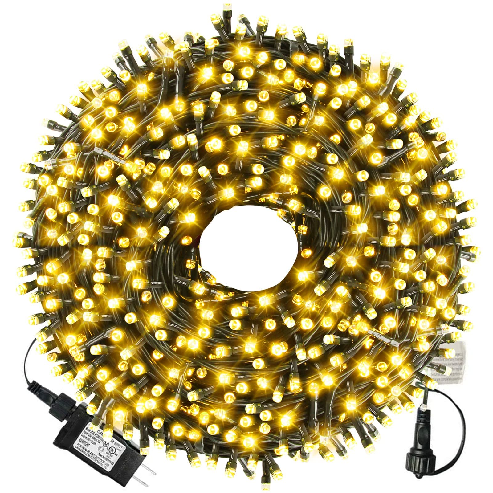 XTF2015 105ft 300 LED Christmas String Lights, End to End Plug 8 Modes Christmas Lights UL Certified Outdoor Indoor Fairy Light Christma s Tree, Patio, Garden, Party, Wedding, Holiday (Warm White)