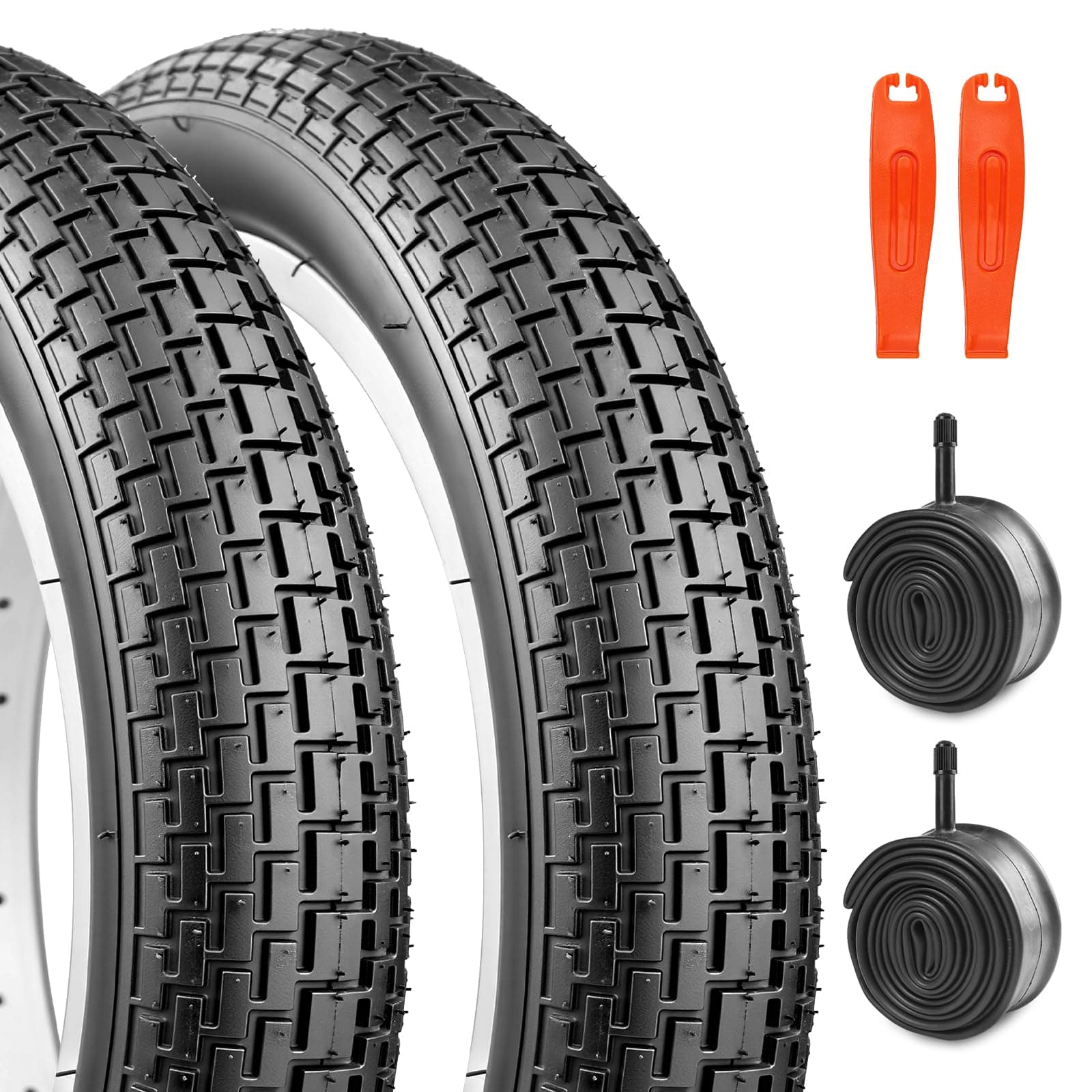 WEEROCK 2 Pack 12/14/16/18/20/24/26 x 2.35 Bike Tire with Inner Tubes, 2.35 Inch Wide Bicycle Tires for 12" 14" 16" 18" 20" 24" 26" MTB, Electric Bike, E-Scooter, E-Balance Bike, Black