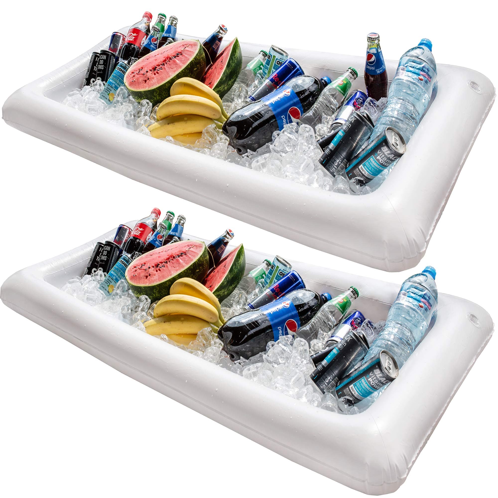 Inflatable Pool Table Serving Bar - 2 pack Large Buffet Tray Server With Drain Plug - Keep Your Salads & Beverages Ice Cold - For Parties Indor & Outdoor use Bar Party Accessories - Kitchen Dreamers