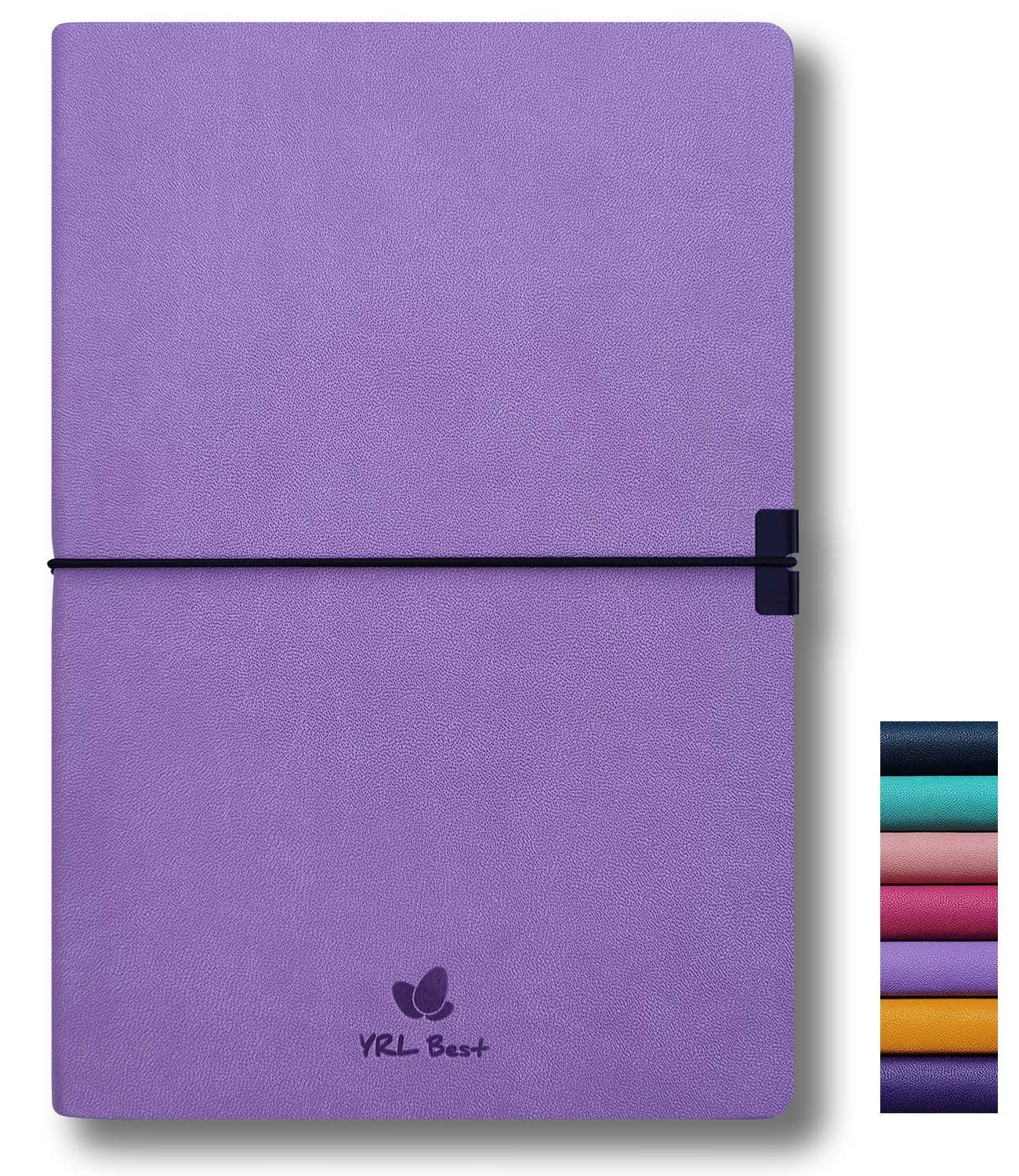 Writing Journal Notebook, College Ruled/Lined, A5 Size, 5.8x8.3 Inches, Fine PU Leather, 160 Pages of Premium Thick Paper, Sewn Bound, Inner Pocket, Elastic Band, Ribbon Bookmark, Lavender