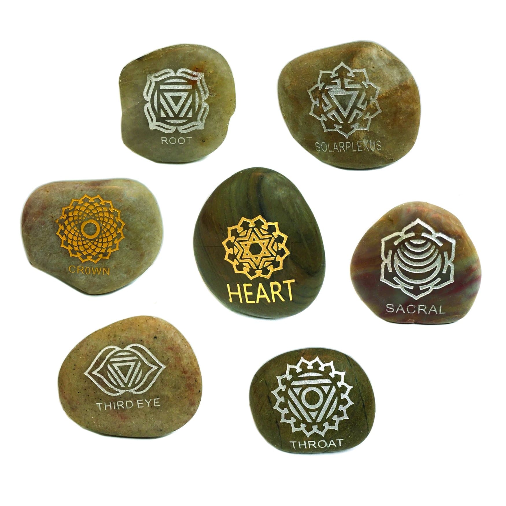 River Stone Magnets Chakras 7-Pack (Crown, Third Eye, Throat, Heart, Solar Plexus, Sacral, Root)