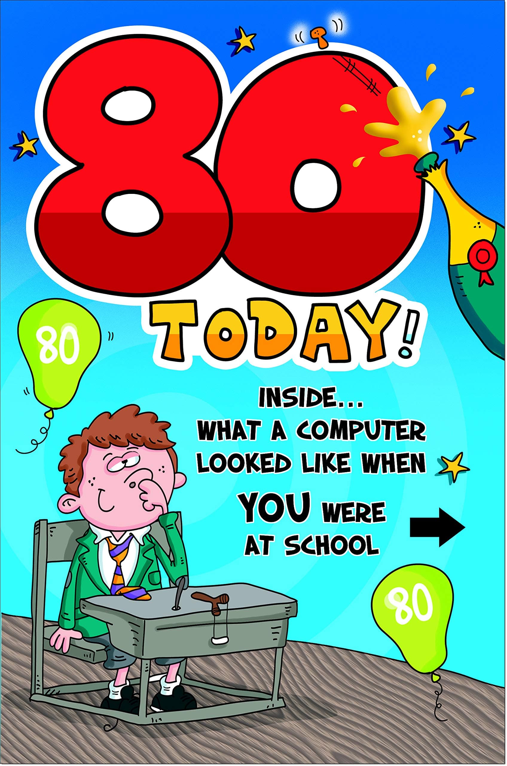 doodlecards Funny 80th Birthday Card Age 80 Medium Size with Plain Envelope