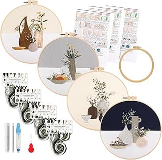 Maydear 4 Sets Embroidery Kit,Embroidery Kit for Beginners Adults, Punch Need...