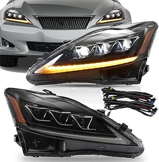 VLAND Headlights Assembly Fit for IS250/ IS250C IS350 IS350C IS220d 2006-2012, ISF 2008-2014 W/DRL, LED Front light with Sequential Turn Signal, Plug-n-Play Amber Headlamp