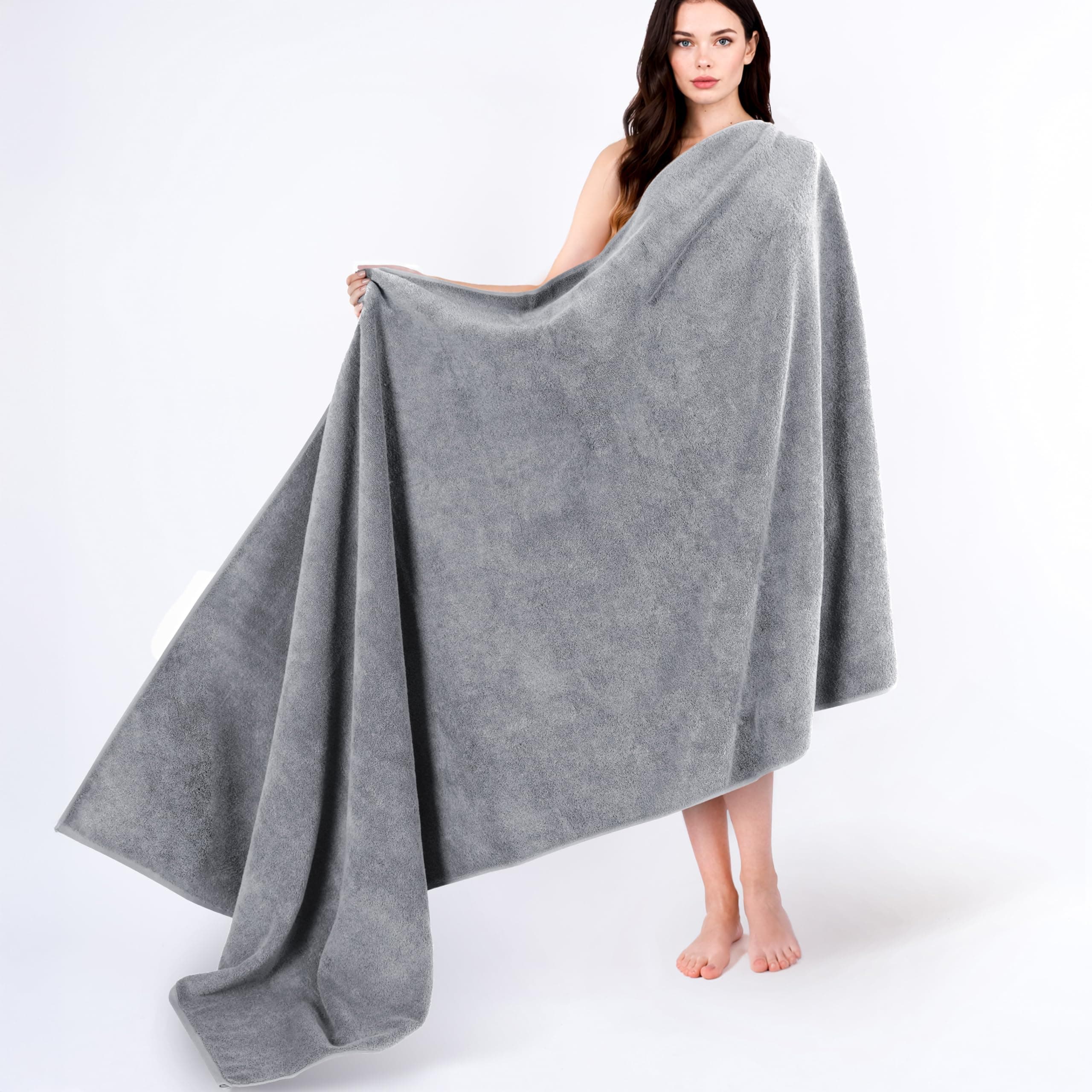 Cotton Paradise 100% Cotton 40x80 Oversized Bath Sheet, Extra Large Turkish Bath Towels for Bathroom, Light Gray Bathsheet