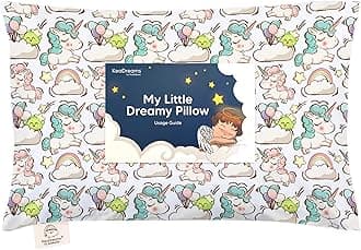 Toddler Pillow with Pillowcase - My Little Dreamy Pillow - Organic Cotton Toddler Pillows for Sleeping, Kids Pillow, Travel Pillows for Sleeping, Mini Pillow, Toddler Bed Pillows (Unicorn Dreams)