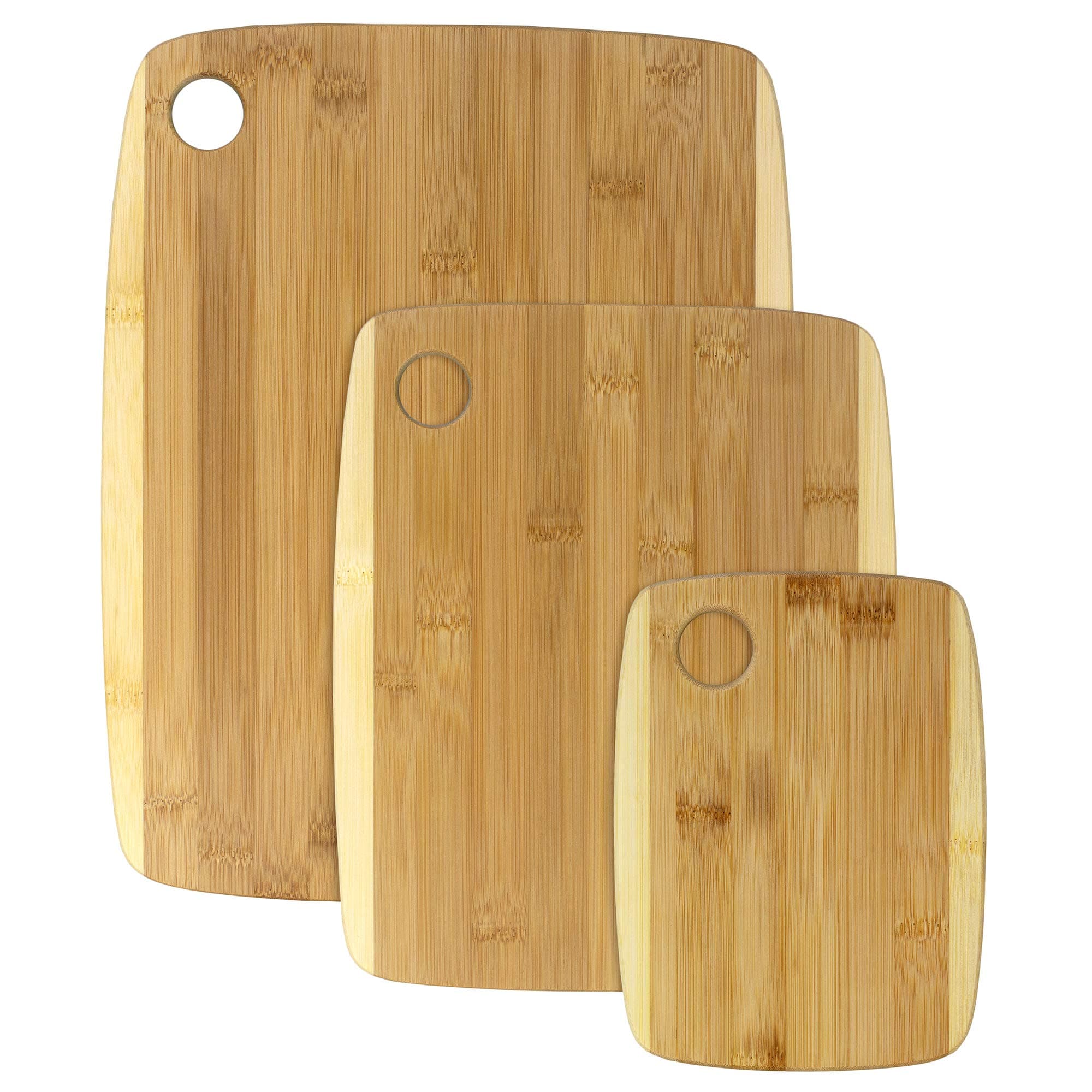 3-Piece Two-Tone Bamboo Cutting Board Set – Reversible Kitchen Boards for Chopping & Serving Cheese, Meat, Vegetables & More