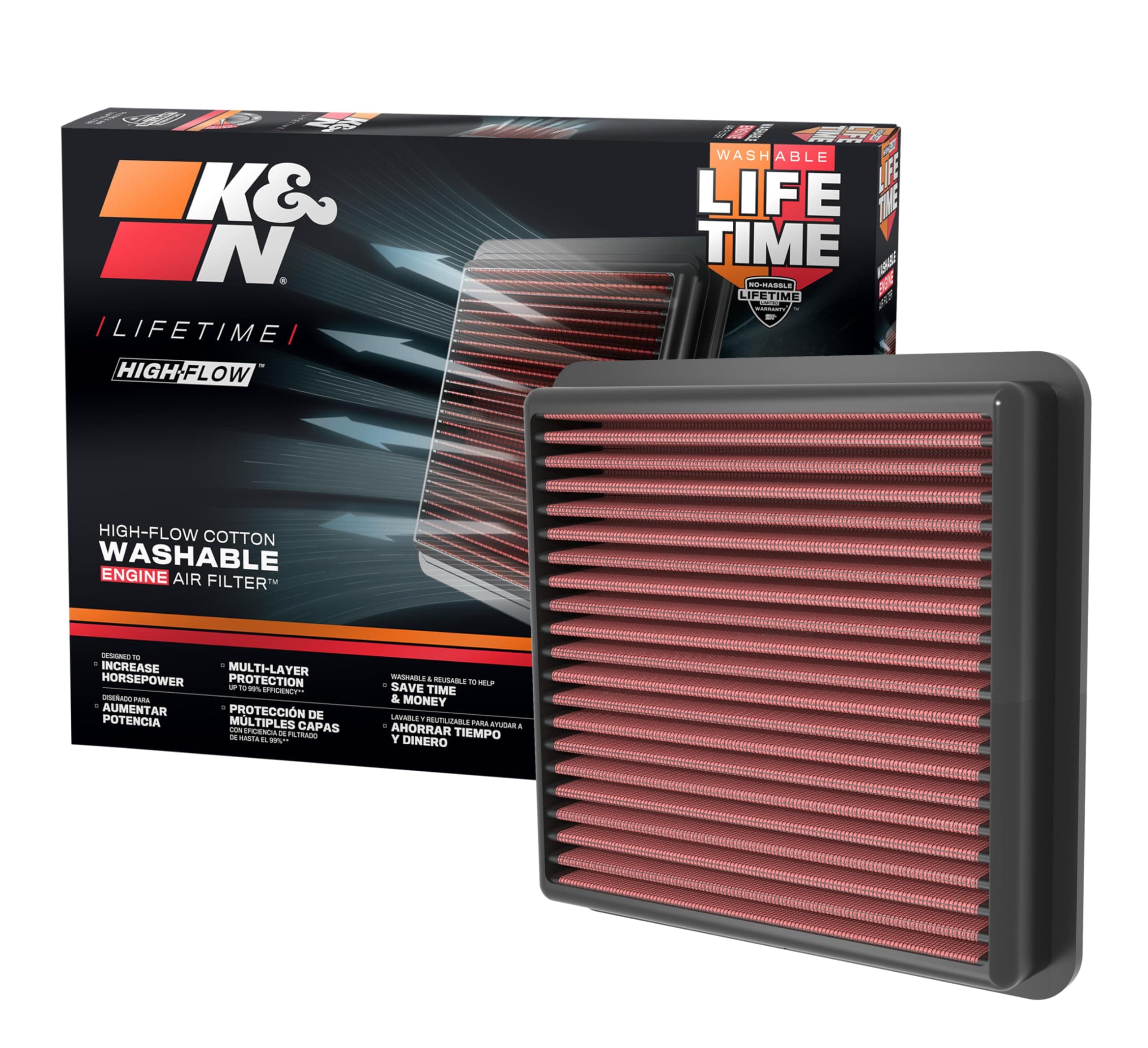 K&N Engine Air Filter: High Performance, Premium, Washable, Replacement Filter: Compatible with 2021-2022 HYUNDAI Elantra, 33-5118