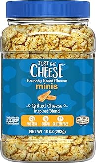 Just the Cheese Minis – Grilled Cheese Crisps, 10 oz Jar, Delicious Low-Carb Lifestyle Protein Chips, High-Protein, Gluten-Free Crisps, Keto-Friendly, Zero Sugar, Perfect Snack for Adults