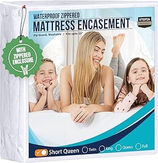 Zippered Mattress Encasement Short Queen - 100% Waterproof and Bed Bug Proof Mattress Protector - Absorbent, Six-Sided Mattress Cover
